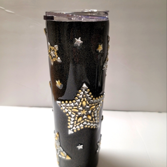 Handmade Black Sparkly Star Tumbler - Picture 5 of 10